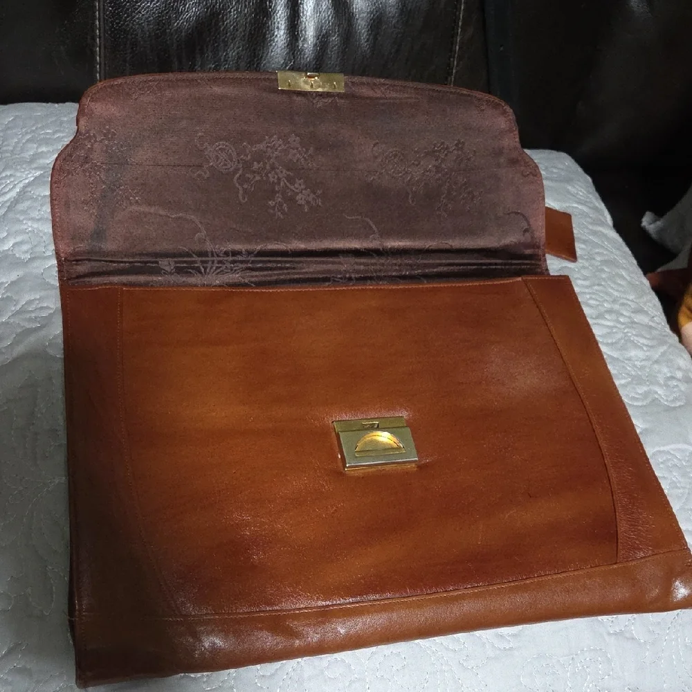 Leather Envelope Briefcase - Brown